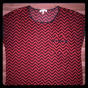 [faith and joy] Red and blue Chevron top